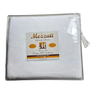 Mezzati Luxury Linens Duvet Cover and Shams Set, White, Queen Size